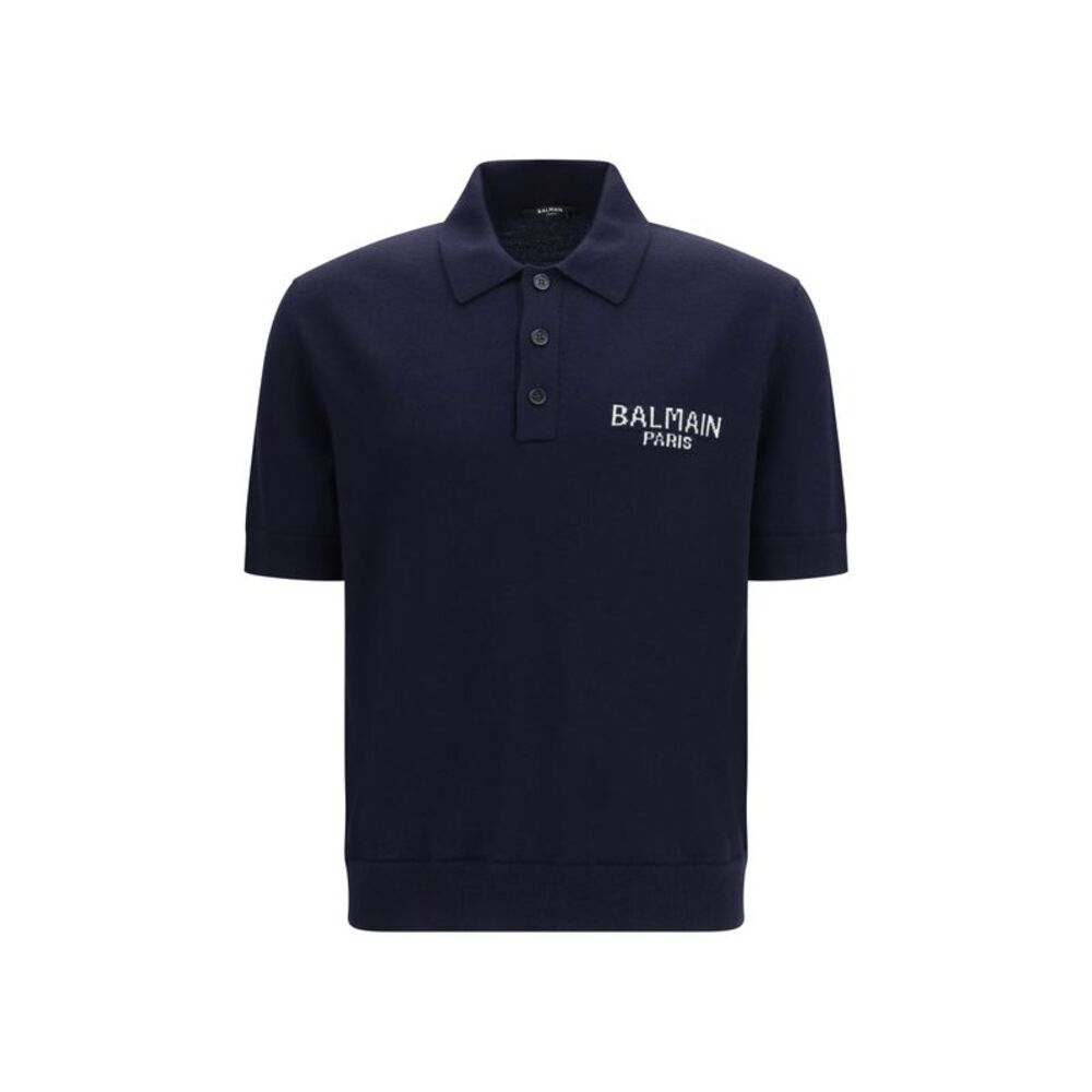 Balmain Men Short-Sleeve Wool Polo
